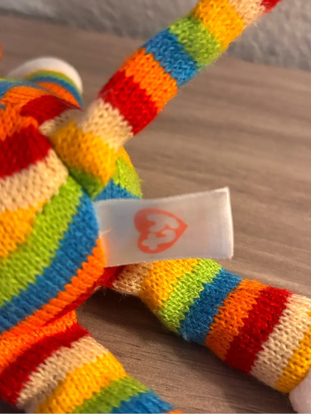 Ty Rainbow Striped Sock Monkey Plush - White, Red, Orange, Yellow, Green, Blue